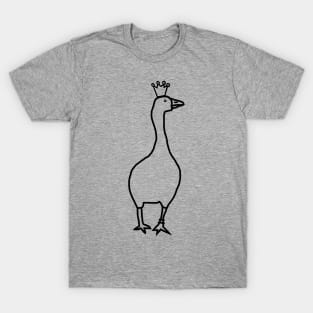 Goose Wears Stolen Crown Minimal Line Drawing T-Shirt